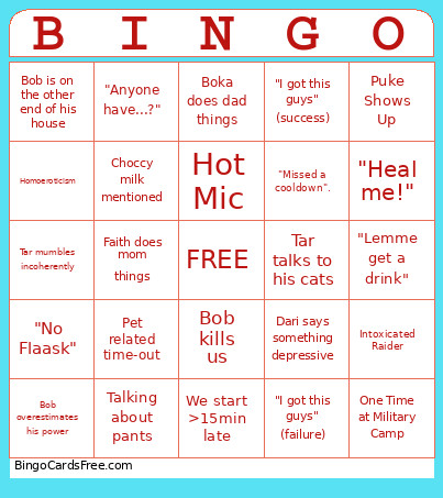 Fish Bingo Card