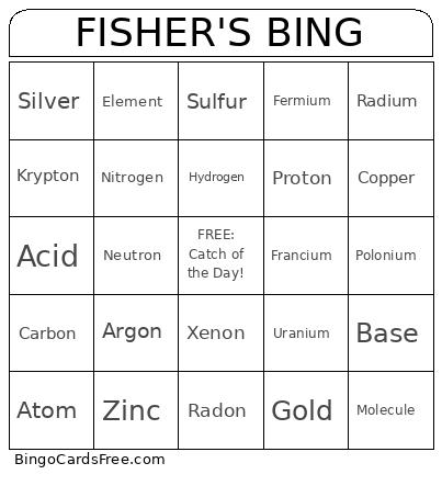 FISHER'S BING Bingo