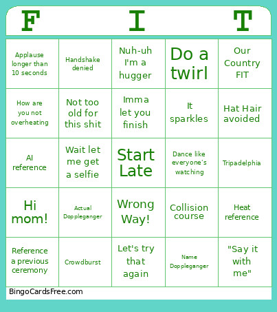 FIT Graduation Bingo Card