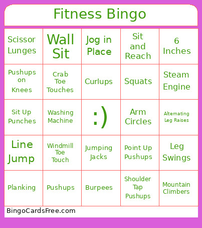 Fitness ! Bingo Card