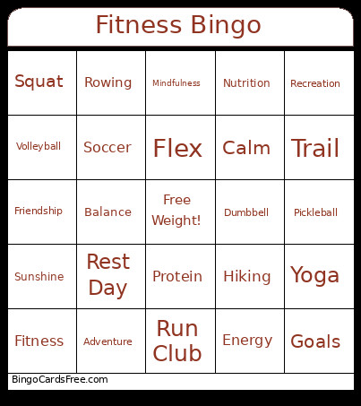 Fitness Bingo Card