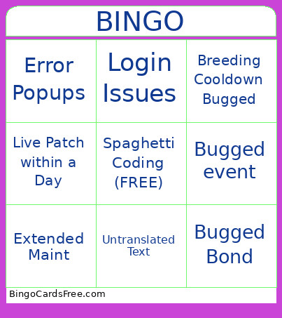 Fivee Bingo Card