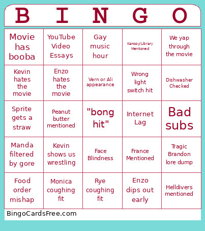 Fixed Bingo Card