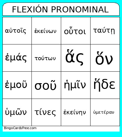 FLEXIÓN PRONOMINAL Bingo Card