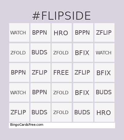 #FLIPSIDE Bingo Card