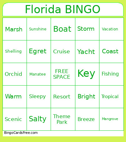 FLORIDA Bingo Card