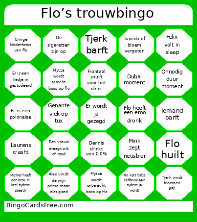 Floris Gaat Trouwen Bingo Card