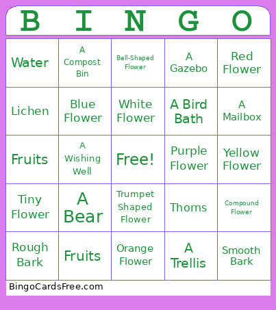 Flowers And Plants Bingo Card