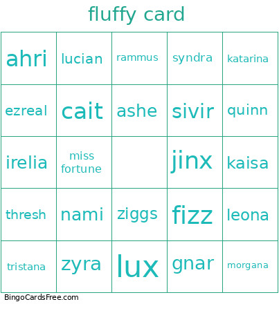 Fluffy Bingo Card