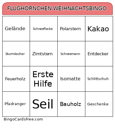 FLUGHÖRNCHEN WEIHNACHTS Bingo Card