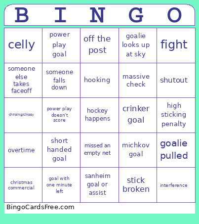 Flyers Game Bingo Card