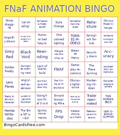 FNAF ANIMATION BINGO