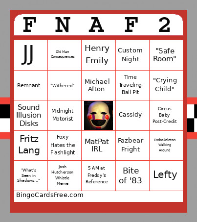 FNAF2ingo Bingo Card
