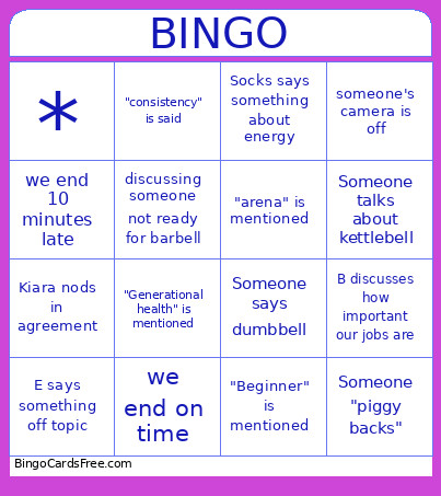 FNS Staff Meeting Bingo Card