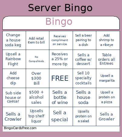FOH Bingo Card