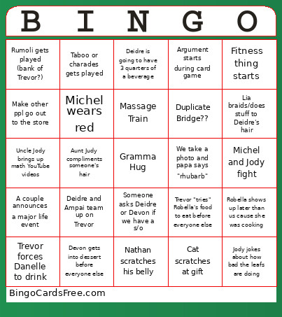 Folliet Family Bingo Card