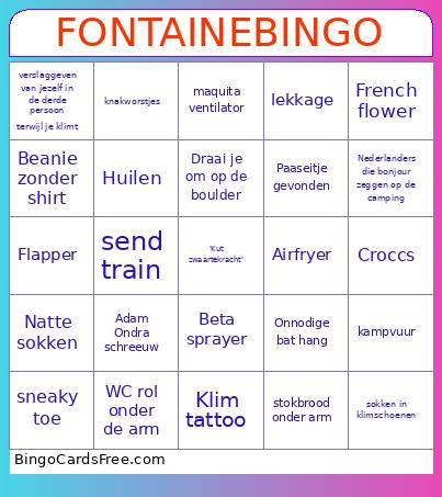 Fontaine Bingo Card