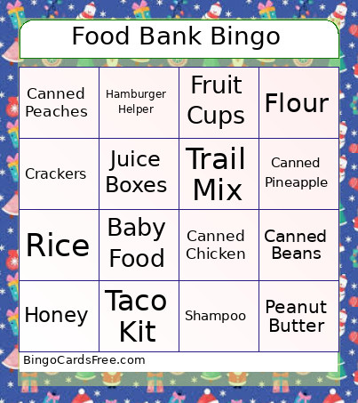 Food Bank Bingo Card 3