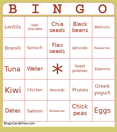 Food Bingo Card