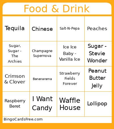 Food & Drink Bingo Card