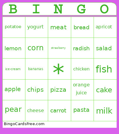 FOOD & DRINKS Bingo Card