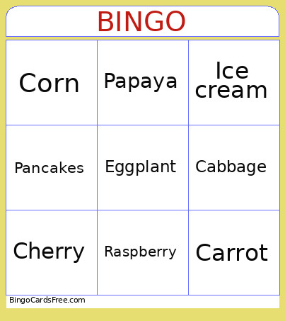 Food Edition Bingo Card