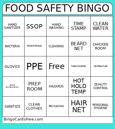 FOOD SAFETY Bingo Card