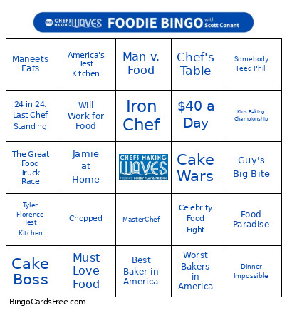 Foodie Bingo Card