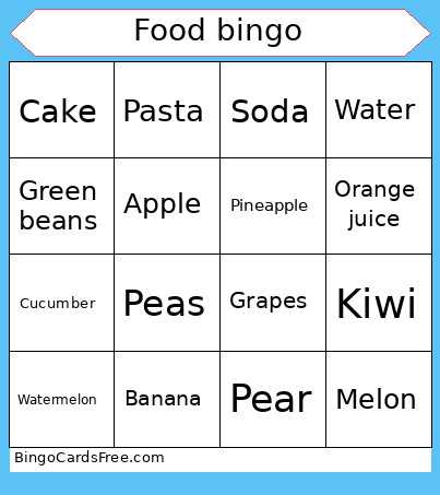 Foods Bingo Card