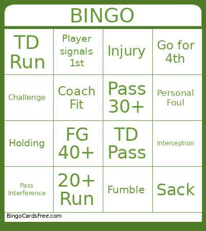 Football Bingo Card