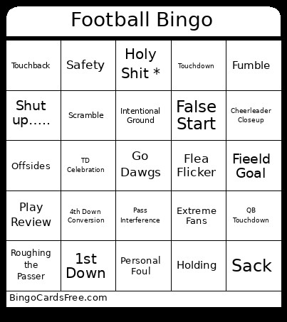 Football Bingo Card 3