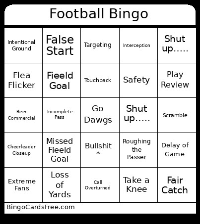 Football Bingo Card