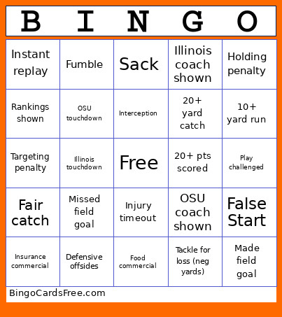 Football Bingo Card