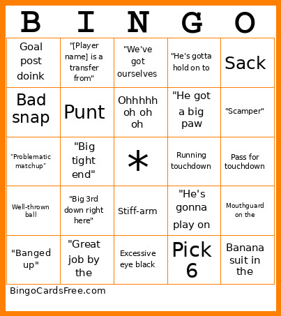 Football Bingo Card