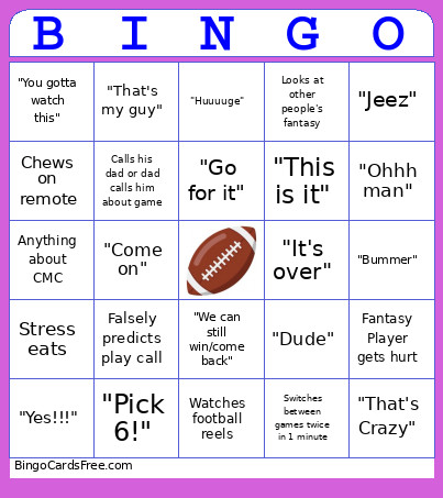 Football Bingo Card