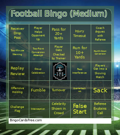 Football (Medium) Bingo Card