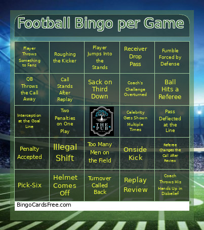 Football Per Game Bingo Card