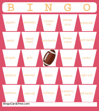 Football Brunch Bingo Card