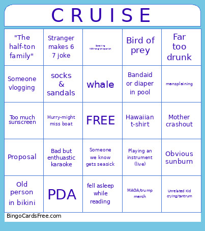 For Da Cruise Bingo Card