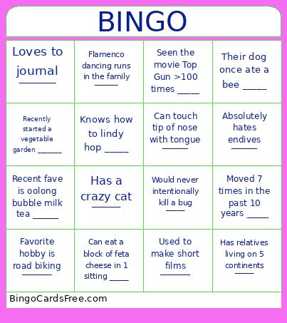 For May F2F Bingo