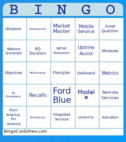 FORD & LINCOLN Bingo Card