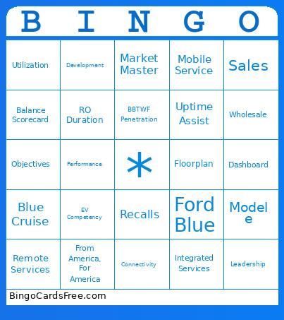 Ford Lincoln Bingo Card 2