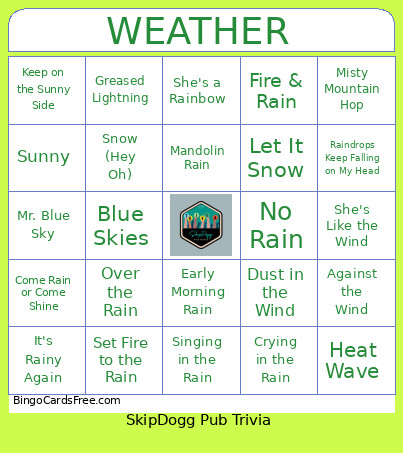 Forecast Calls For Bingo Card