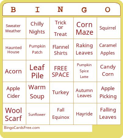 Forest View Fall Bingo