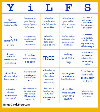 Formal Bingo Card