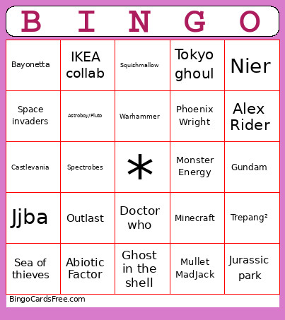 Fortnite Collabs Bingo Card