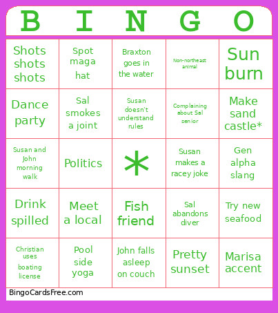 Fortune Sun Bingo Card