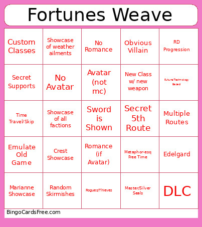 Fortunes Weave Bingo Card