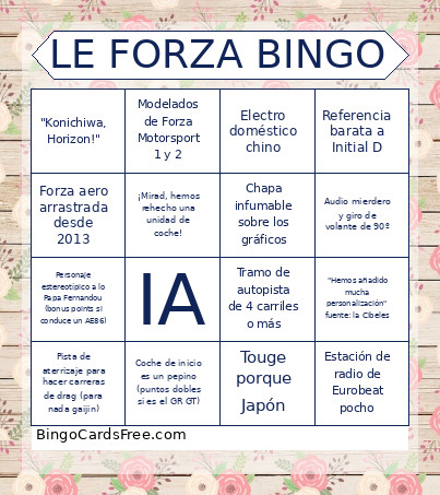 Forza Horizon 6 Developer Showcase ESP Bingo Card