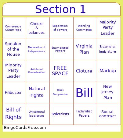 Founding and Congress Bingo